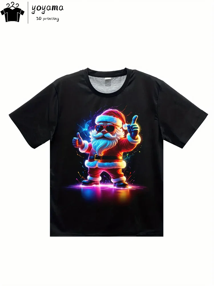 Christmas Print T shirt Men Father Christmas Graphic T shirts O-Neck Breathable Mens T shirt Men's Clothing Summer Fashion Tops