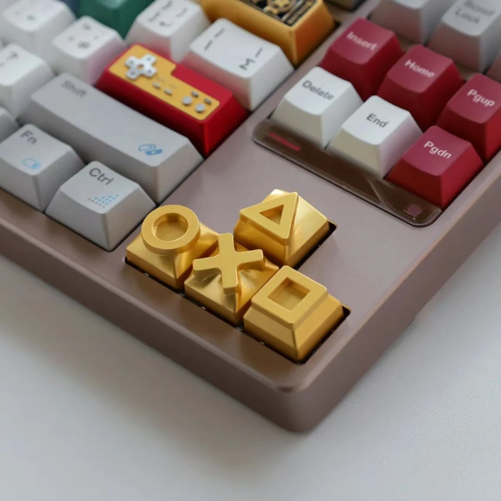 Tic Tac Toe Artisan Keycap Golden Zinc Alloy Custom Personalized Keyboard Cap KeyCap for Mechanical Keyboard Accessories Gifts