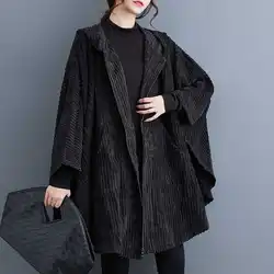Women's New Autumn and Winter Korean Fashion Trend Hooded Corduroy Bat-sleeve Loose Simple Solid Color Zipper Coat Y2k Jacket