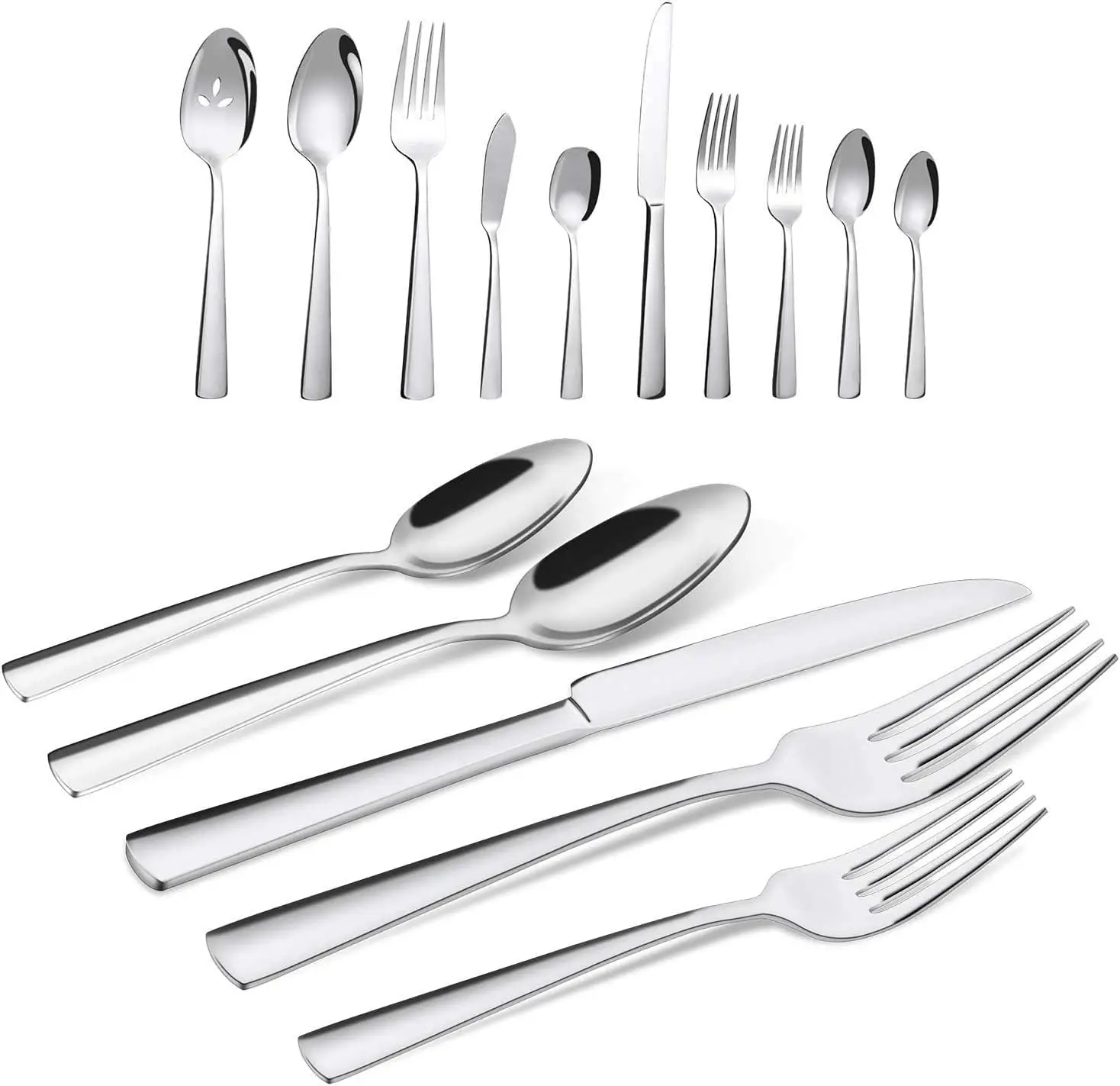

65-Piece Stainless Steel Silverware Set for 12, Ergonomic Design, Dishwasher Safe