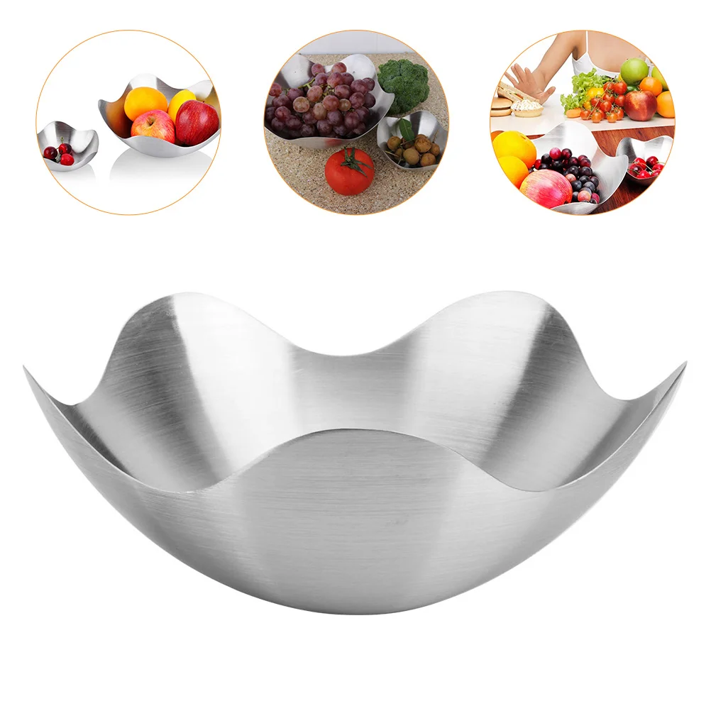 

Stainless Steel Fruit Plate Heavy -Piece Die-Cast Snack Dish For Kitchen Dining Room Home Decor Silver Food Serving Tray