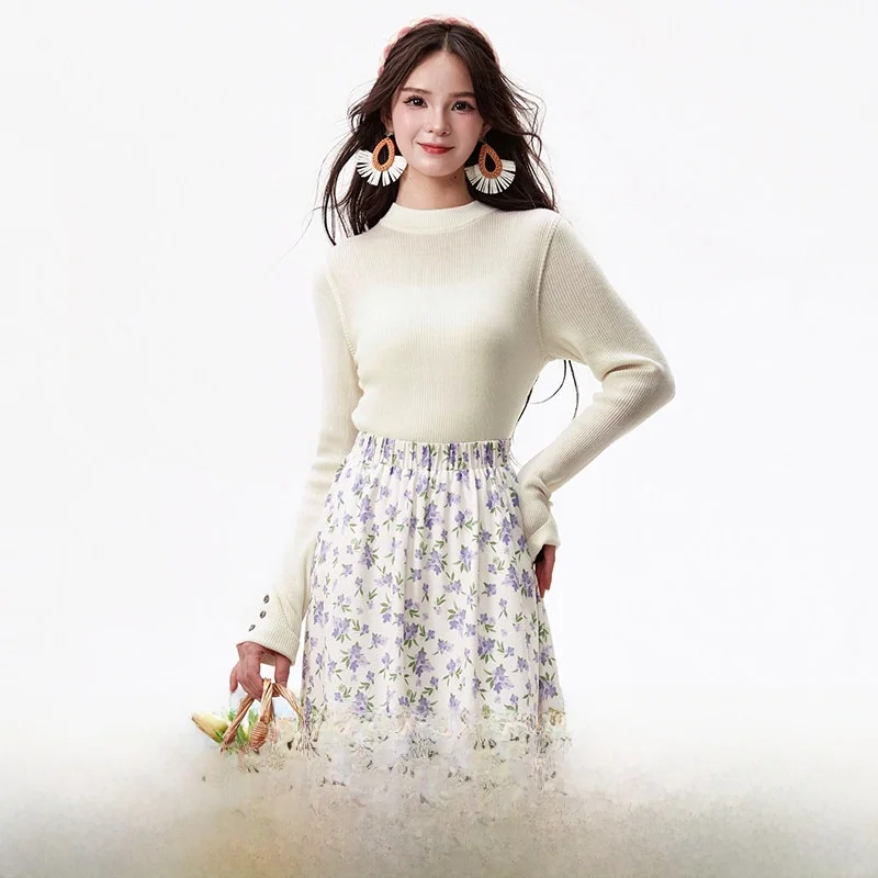 

Женский свитер 9Mei с длинным рукавом и круглым вырезом, однотонный, базовый слой, зима 2025, модный повседневный комфортный трикотаж