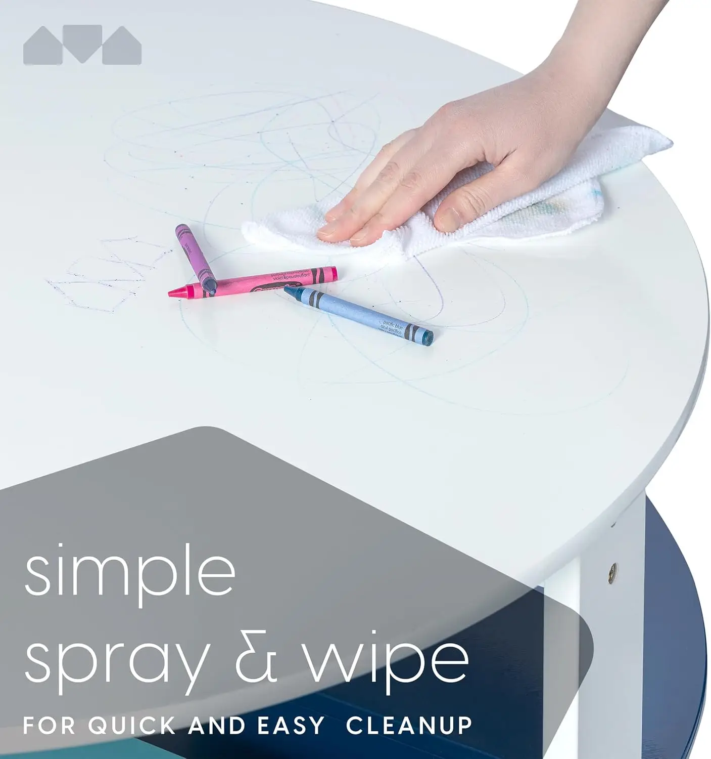 Set tavolo e sedie per bambini – Tavolo da attività rotondo per bambini con 4 sgabelli portaoggetti, design ad incastro, blu