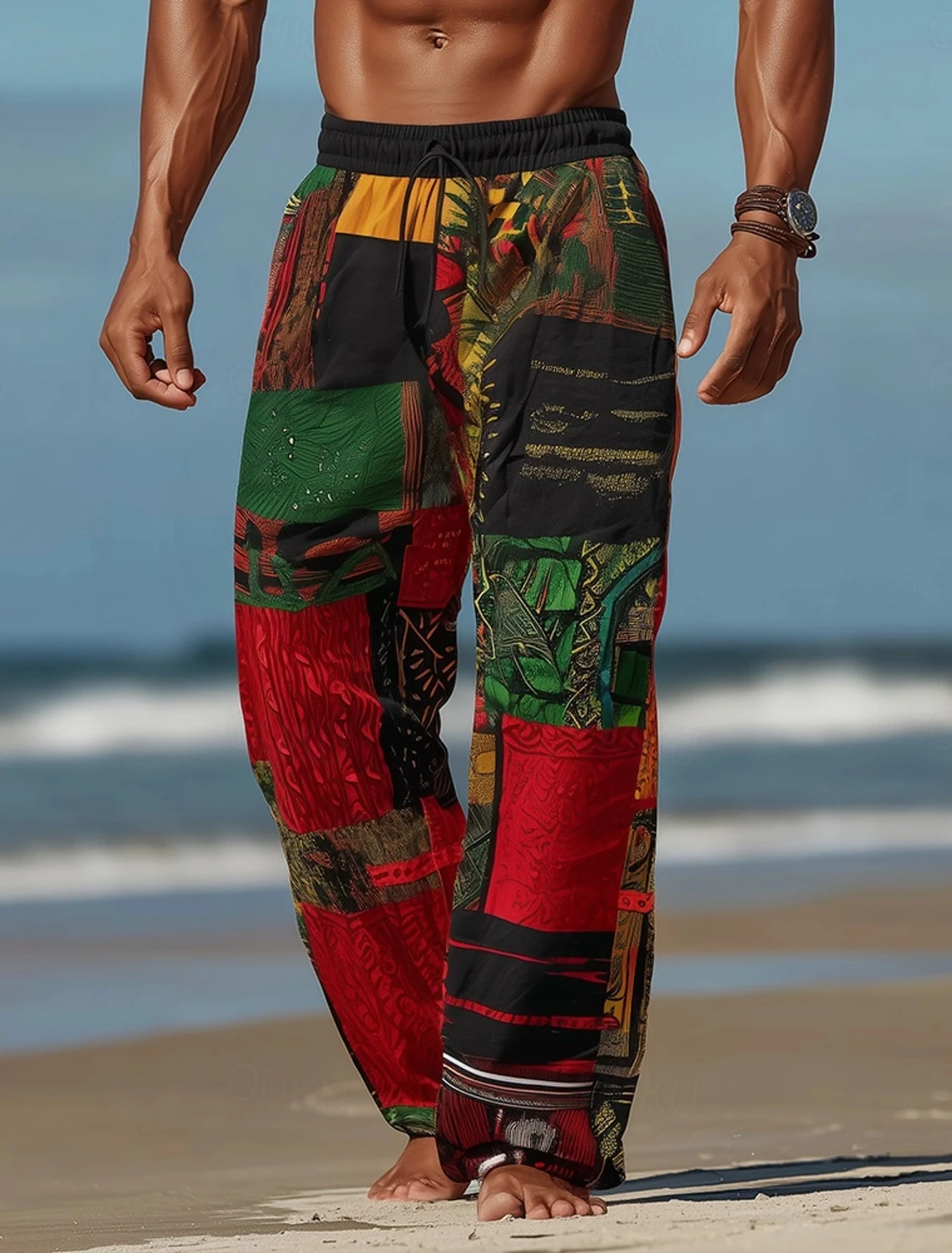 Classic 3D Printed Retro Style Pattern print, Fashionable And Trendy men's Wide Leg pants, Suitable For Daily Wear