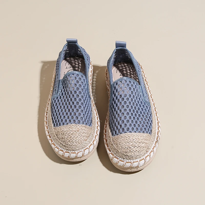 

Summer Flat Loafers Shoes Women 2024 Breathable Lace Slip On Grass Weaving Espadrilles Flats Shoes Fisherman Shoes Ladies