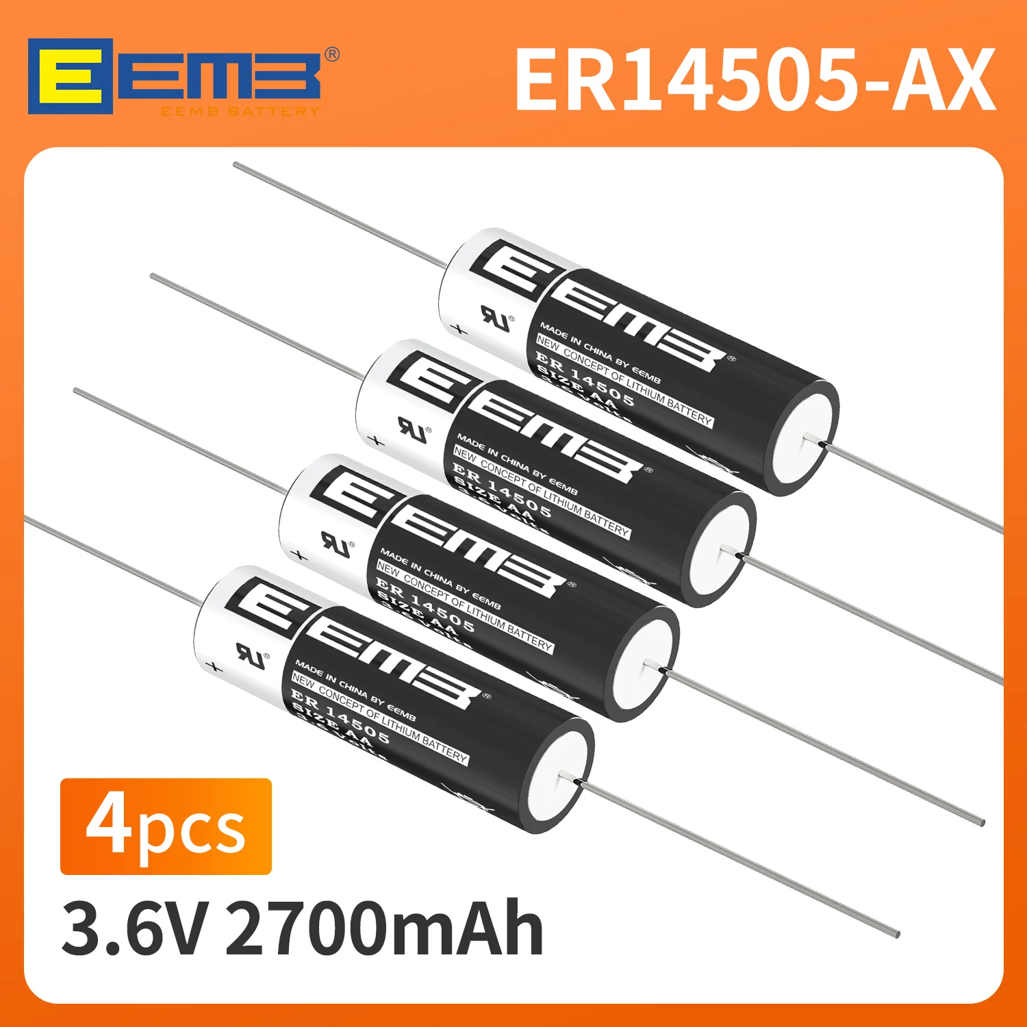 Batería AA EEMB er14505-ax de 3,6 V con baterías de pines AX no recargables (4 piezas)