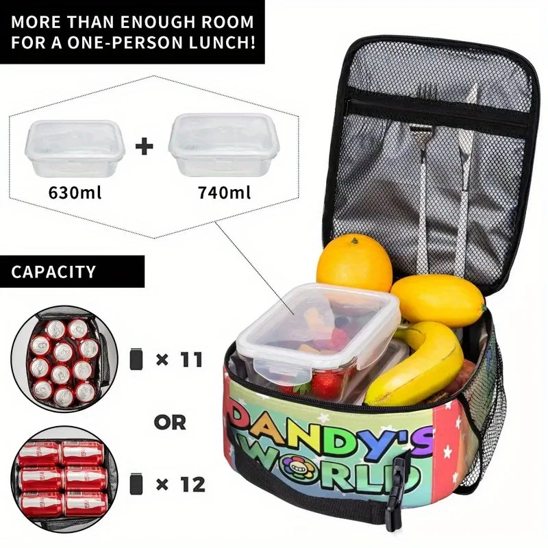 Dandy's Lunch Bag - Insulated Thermal Tote Lunch Box With Pastel Rainbow Gradient, Waterproof Oxford Fabric Cooler Bag