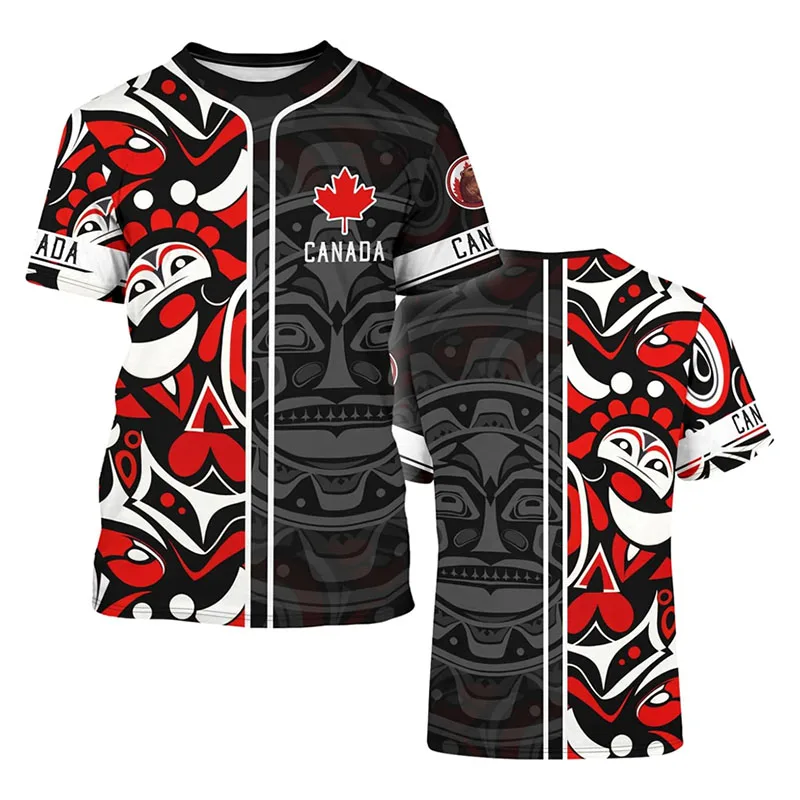 

2025 Fashion New Canada T-shirt Men's Clothing Harajuku Street Fashion T Shirts 3D Print Maple Leaf Deer Pattern Popular Tee Top