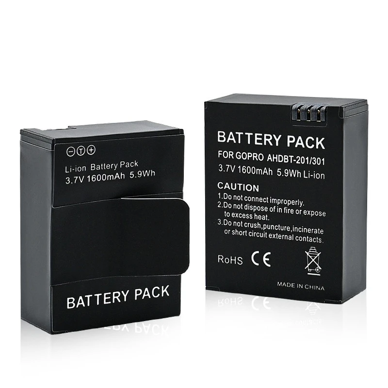 1600mAh 3.7V Suitable for Gopro Hero2 3 Sports Camera AHDBT-201 301 Battery Hero3 Hero 3 Generation Long Endurance Battery