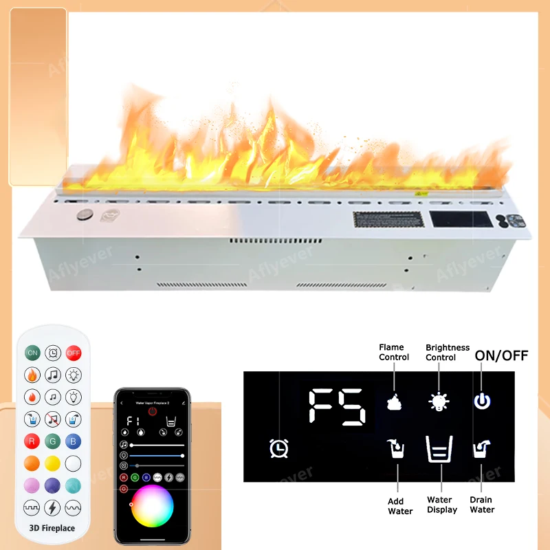 

3D Atomized Fireplace Water Vapor Smart Simulation Fire Flame Fireplace TV Cabinet Insert Humidifier Living Room Decor