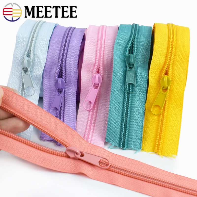 

3/5/10M Meetee 3# 5# Colorful Nylon Zipper+Zip Puller Clothing Decor Zips Backpack Closure Zippers Repair Kit Sewing Accessories
