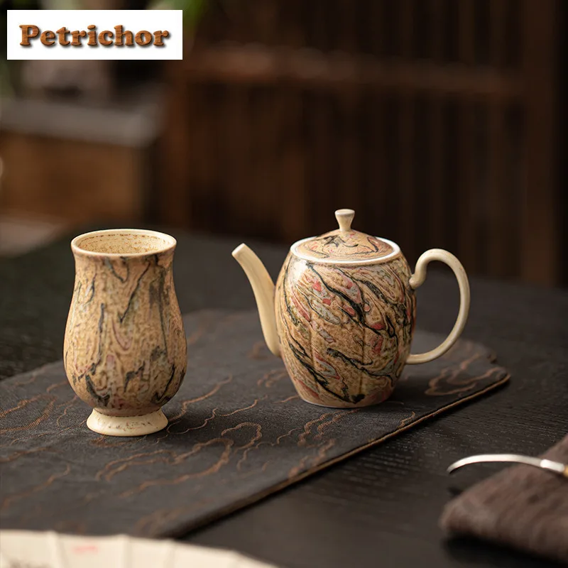 

Чайный сервиз Dunhuang с масляной краской, полный набор, антикварный набор для чайной церемонии, чайник и чайная чашка, набор, оборудование для кафе, украшение
