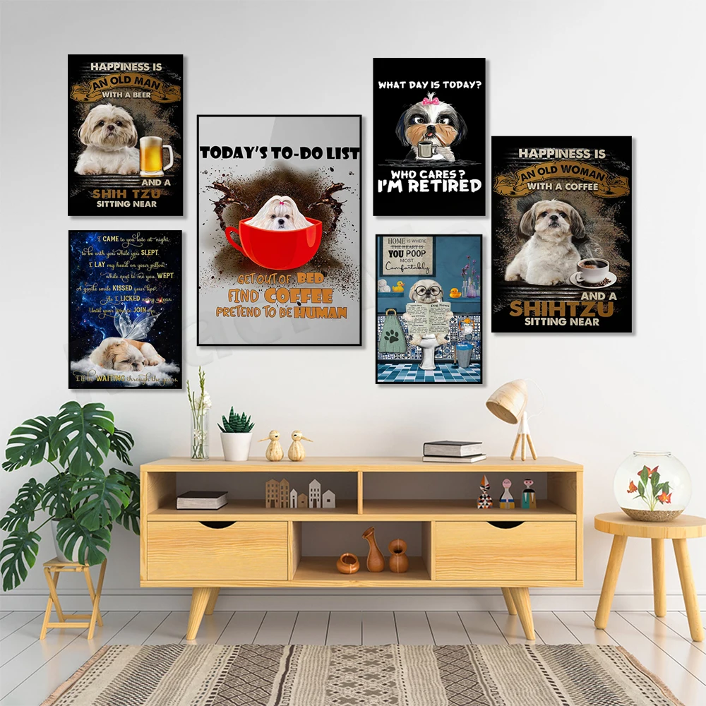 

Shih Tzu Finds Coffee Pretend to be Human Standup Poster, Shih Tzu Sunflower Garden Picture, Shih Tzu Gift, Cute Dog Printable,