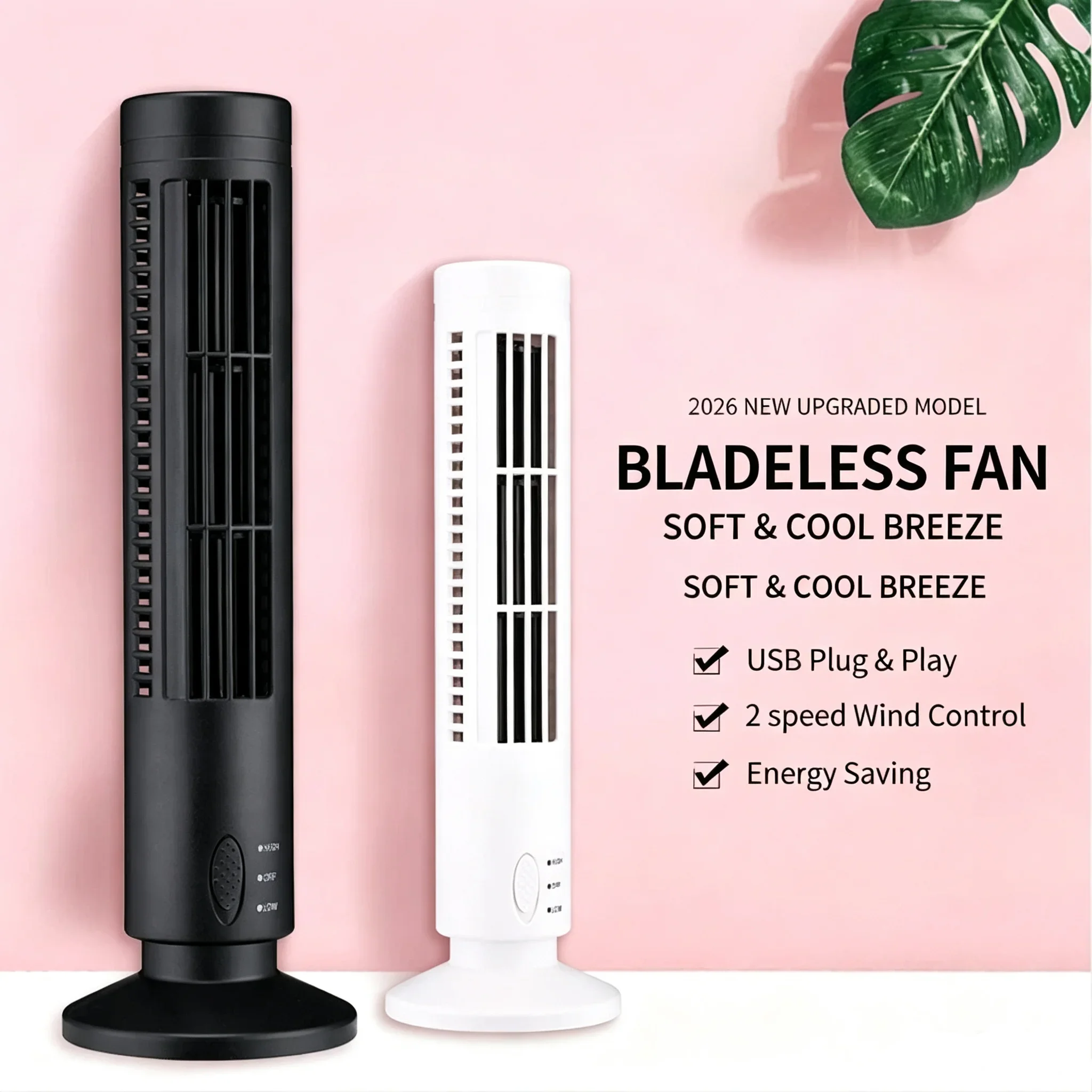 Creative Mini Desktop Tower Bladeless USB Fan, Available as Gifts, Direct Supply from Factory