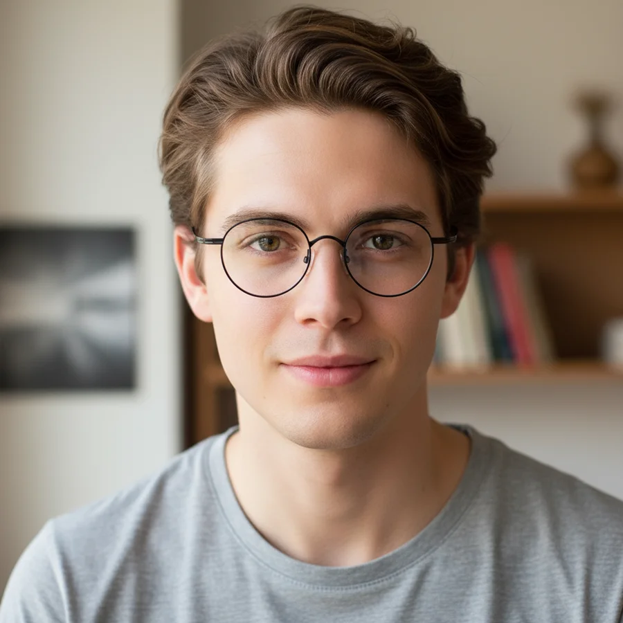 Retro oval titanium spectacle frame, memory β-titanium elastic temples，eyeglasses unisex design,size 48-21-140, KMN113