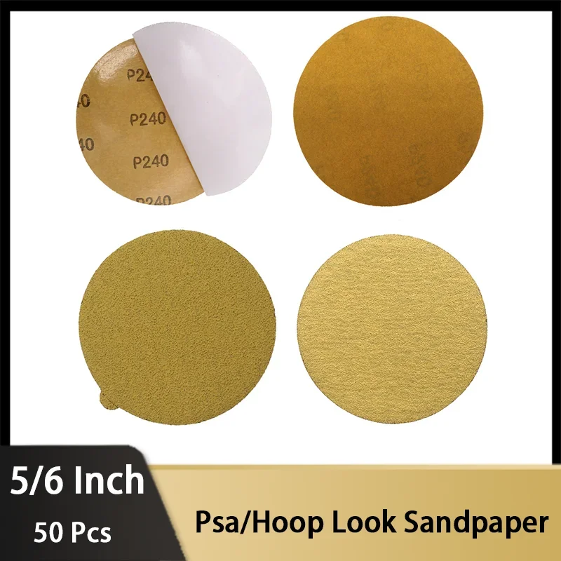 

5 "6" золото PSA 50 шт. премиум-класса золотая наждачная бумага с крючком-петлей самоклеящиеся шлифовальные диски для шлифовальных машин DA полировка 40-1000 грит