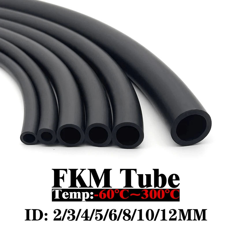 

1M -60 ℃ ~ 300 ℃ FKM Fluororubber Hose Tube Pipe High Temperature Corrosion Resistance Oil Pipe ID 2mm /3/4/5/6/8/10/12~32mm