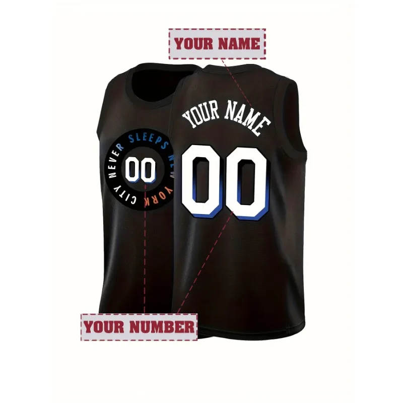 

Мужская баскетбольная майка на заказ, спортивная майка без рукавов с вышивкой имени и номерами по индивидуальному заказу, дышащий спортивный топ NEW YORK