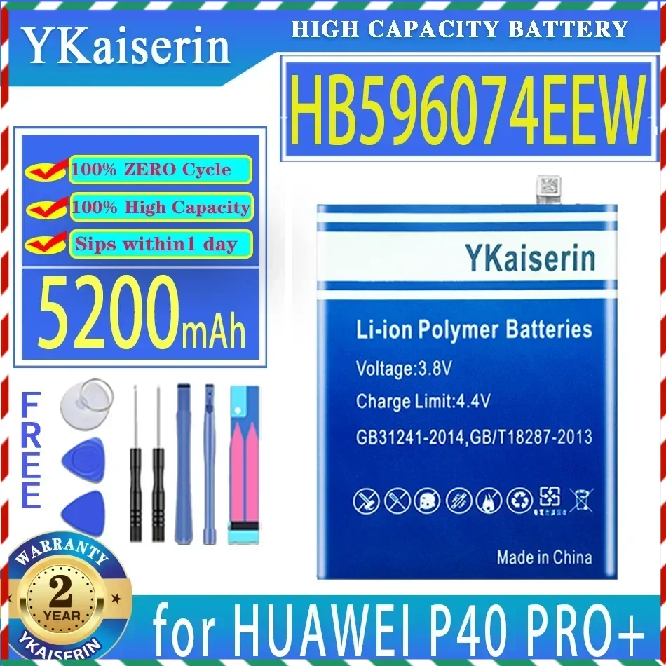 YKaiserin 5200mAh Replacement Battery HB596074EEW for HUAWEI P40 PRO+ P40PRO+ Mobile Phone Batteria