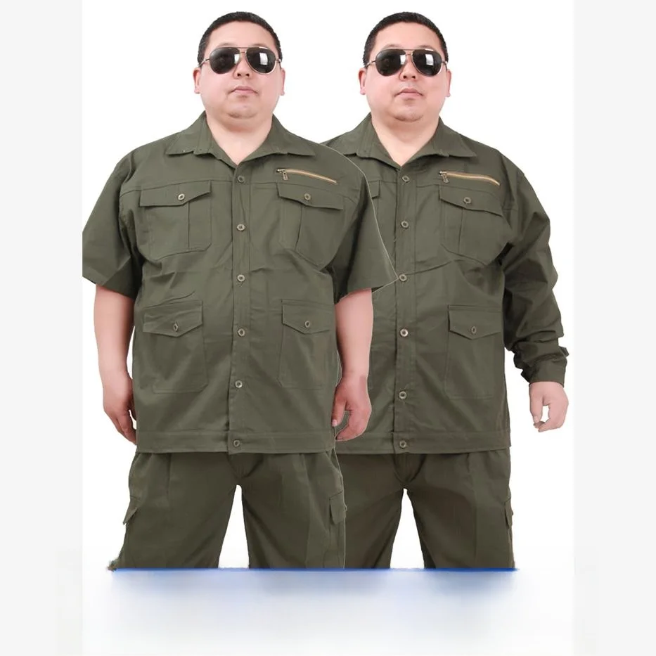 

Летний рабочий костюм очень большого размера для мужчин, из чистого хлопка, тонкий, с длинными рукавами, дышащий, для сварки и защиты при работе.