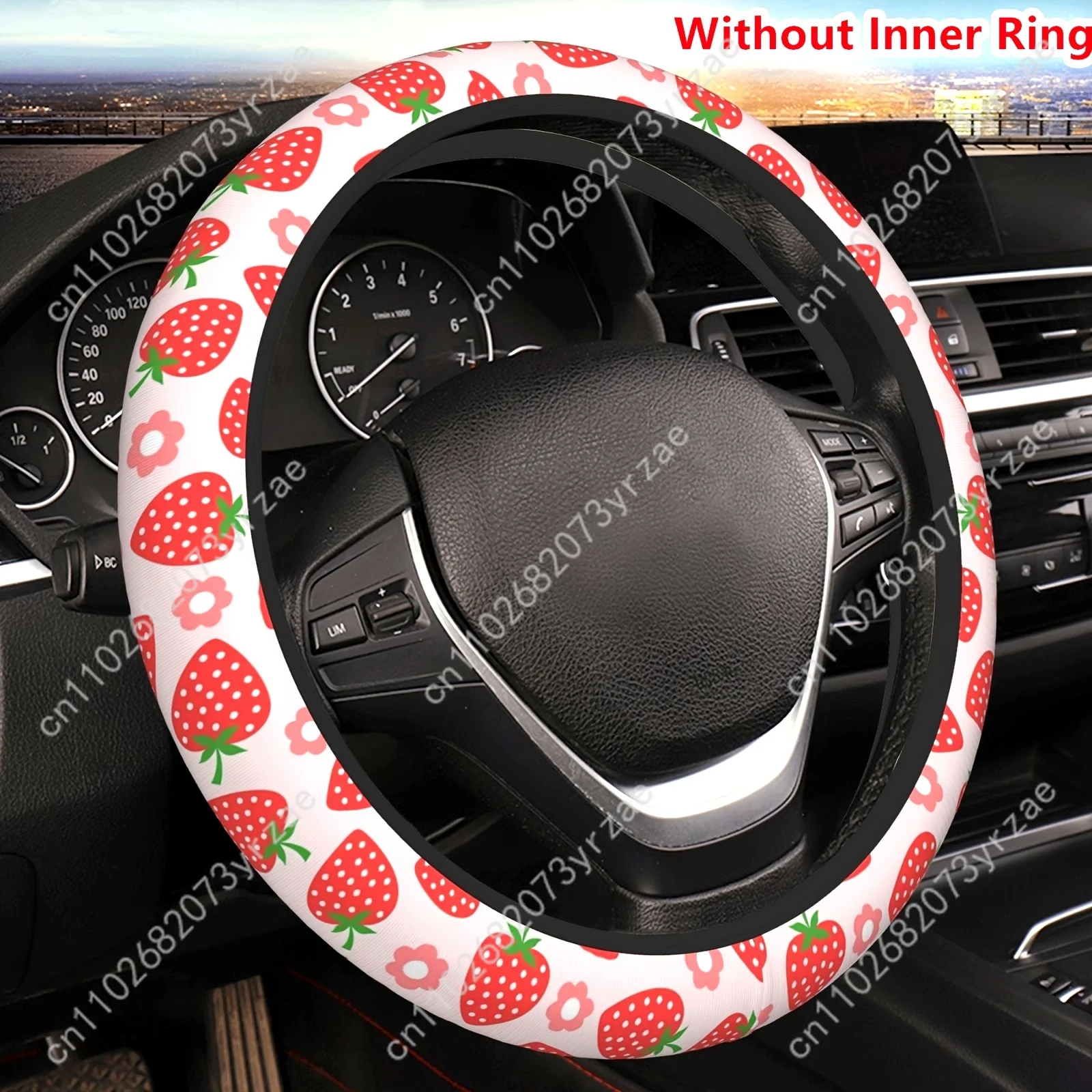 

Pink Strawberry Flower Car Steering Wheels Cover Universal Type Environmental Friendly Comfortablenon-slip Steering Wheel Wrap