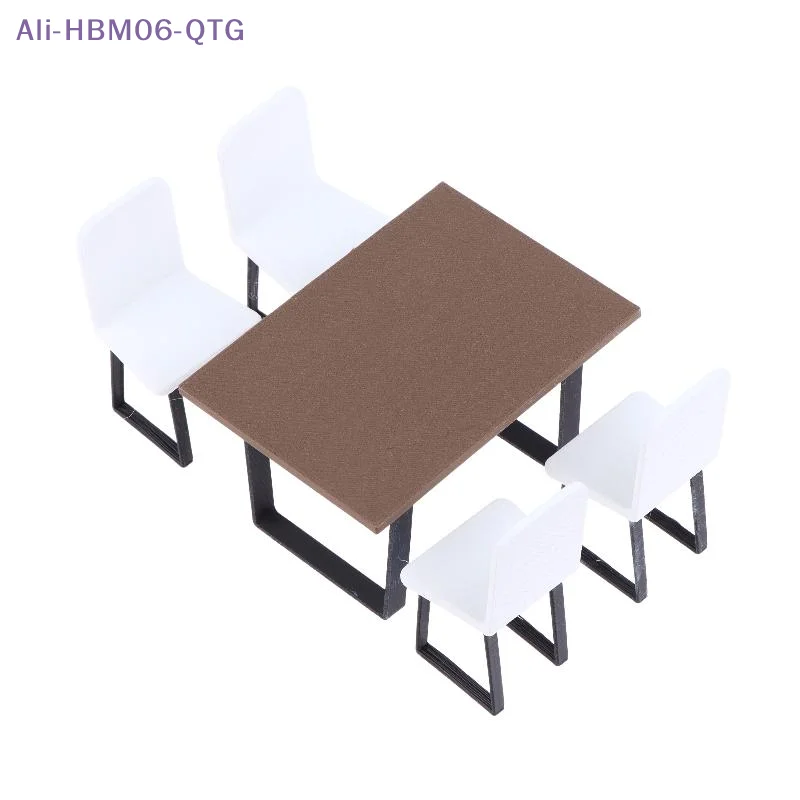 Miniature Dining Table And Chair Set 1/12 Dollhouse Mini Table Chair Furniture Model Dollhouse Home Scene Decor Pretend Play Toy