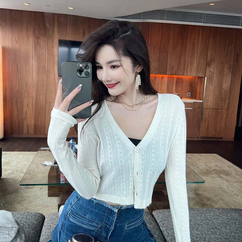 

Summer Temperament Shawl Sunscreen Cardigan Thin Women's Gentle Coat New Air-conditioned Shirt Blouse Knitted Sweater