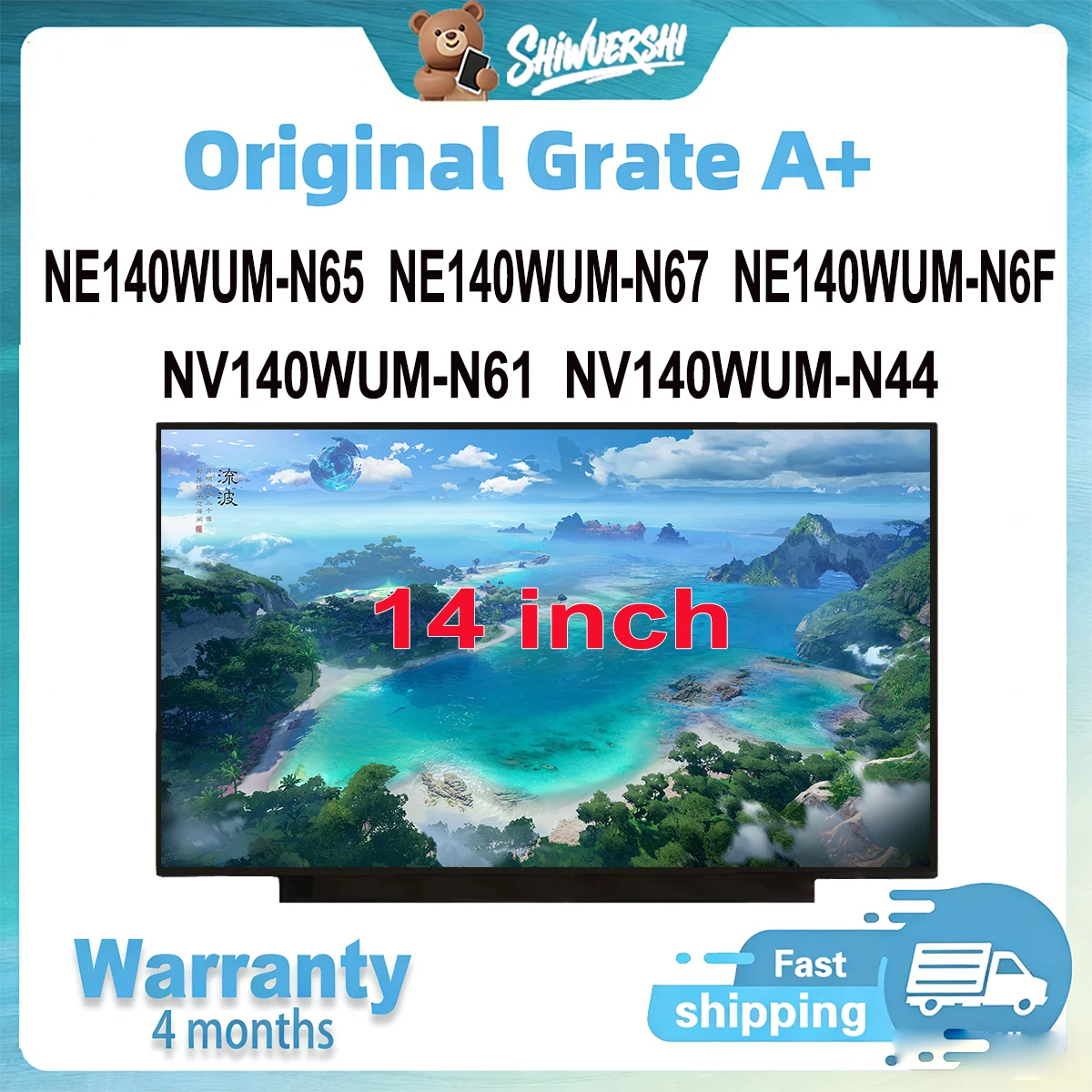 

14" Laptop Lcd Screen Monitor Panel Slim NE140WUM N65 NE140WUM N67 NE140WUM N6F NV140WUM N61 NV140WUM N44 60Hz 30 pins Wholesale