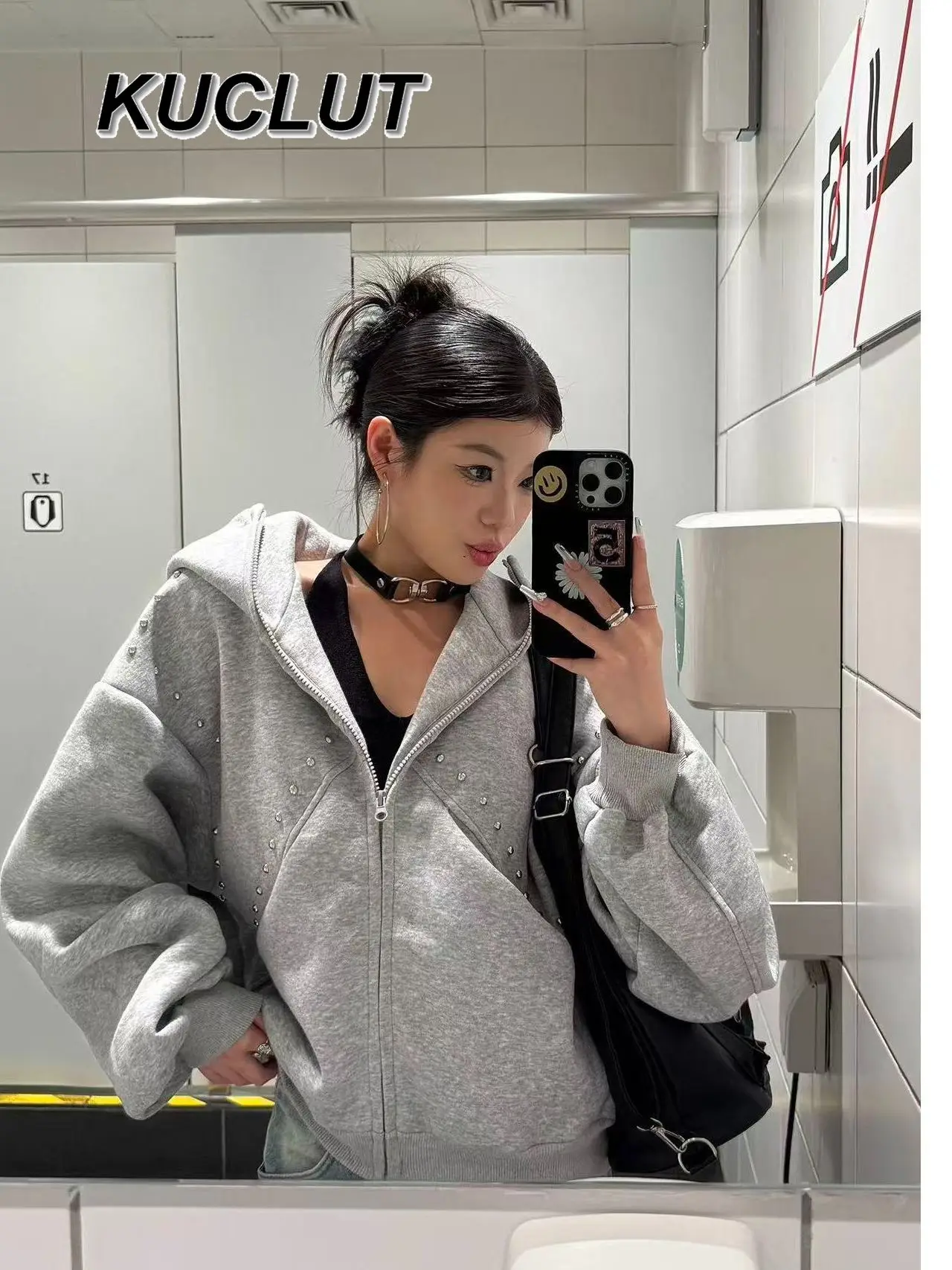 Nowe, słodkie, stylowe, japońskie, codzienne płaszcze damskie na jesień i zimę, modne, pikowane krótkie kardigany, luźne bluzy.