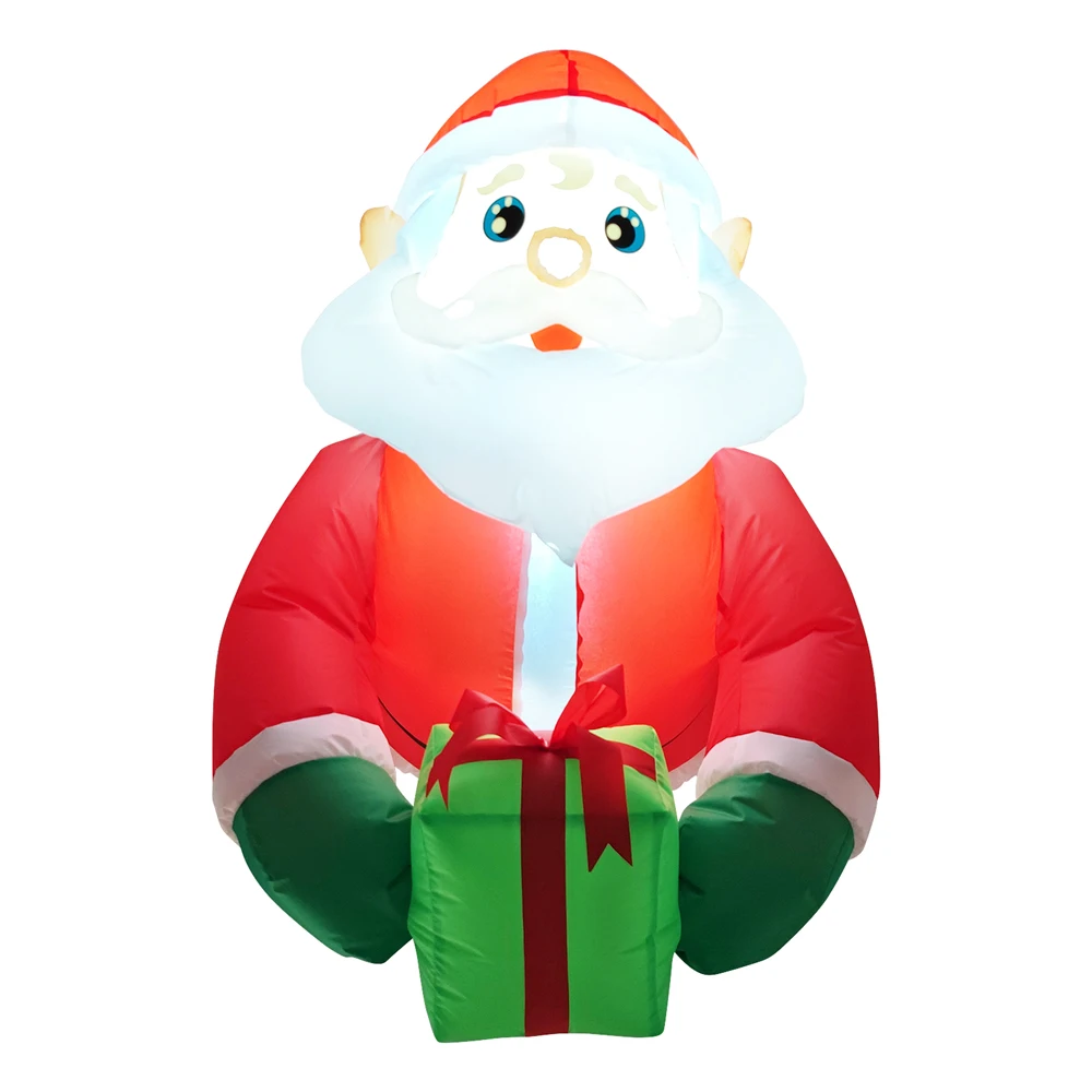 سانتا كلوز صندوق هدايا قابل للنفخ ، نافذة تسلق ، نموذج محمول باليد مع أضواء ليد ، حفلة عيد الميلاد ، الدعائم الزخرفية