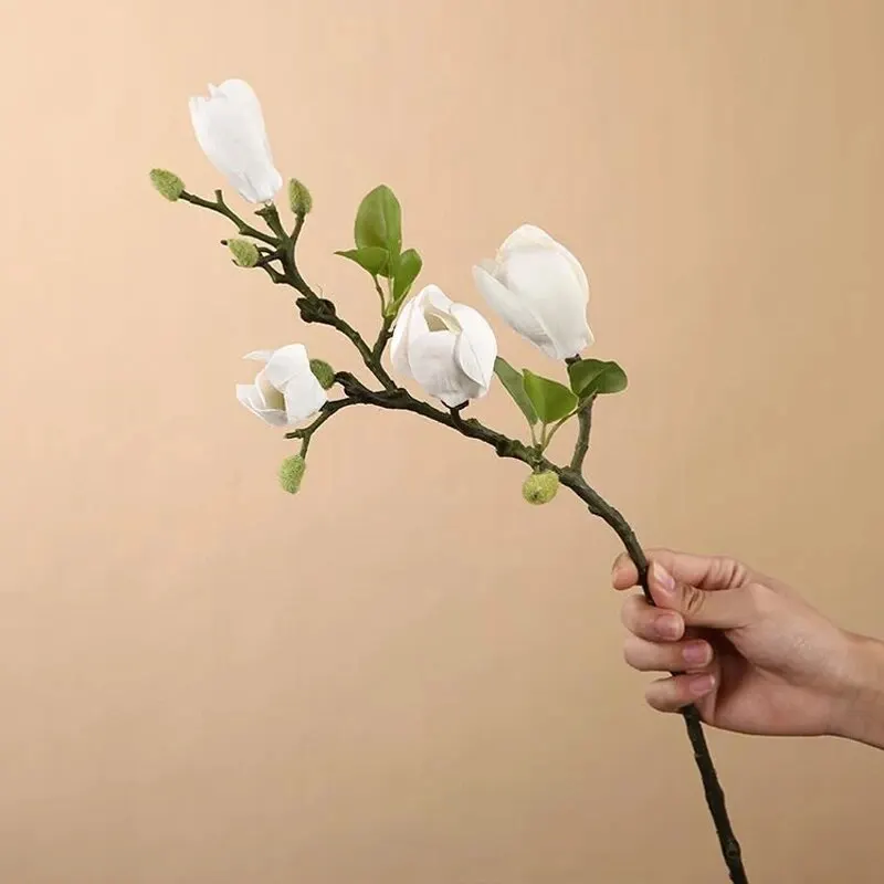 Artificial Magnolia Flower Branch For Home Living Room Decoration Fake Silk Plant Wedding Party Simulation Flower Bouquet