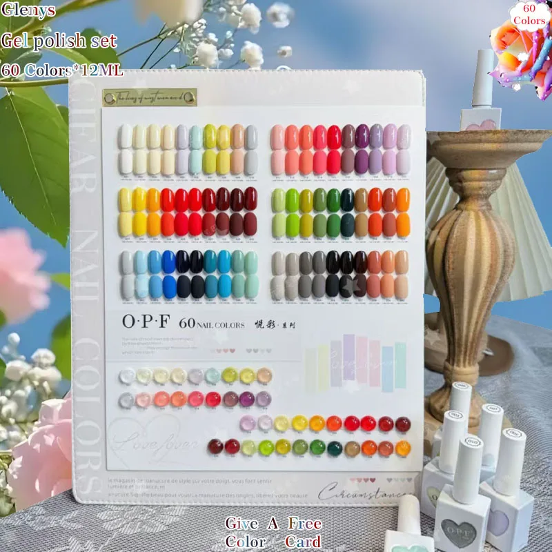 

Glenys 60 color nail polish gel net red popular immersion gel color matching card nail shop essential nail art varnish set