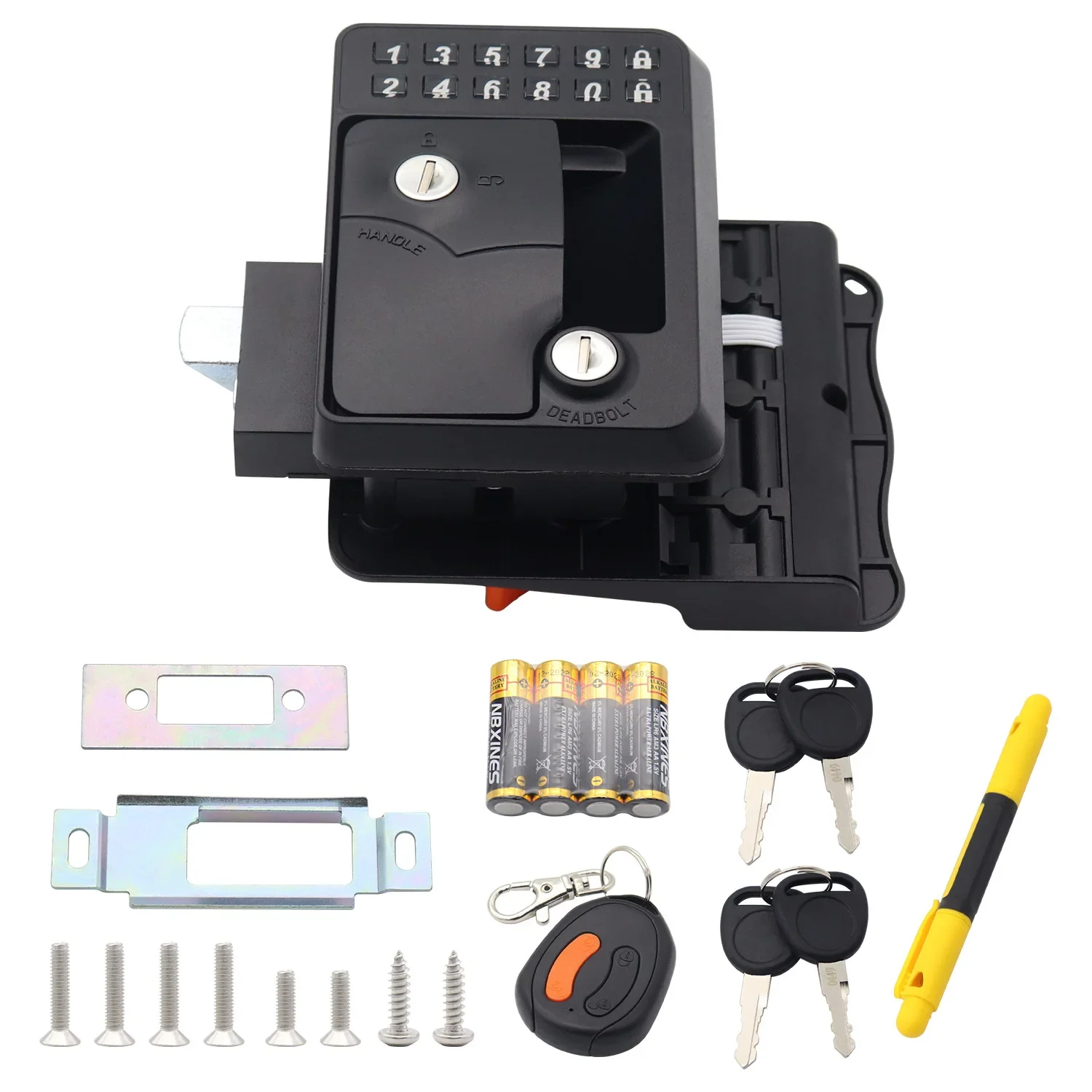 Double core electronic password RV door lock, self towing RV accessories, remote control lock for the back middle door