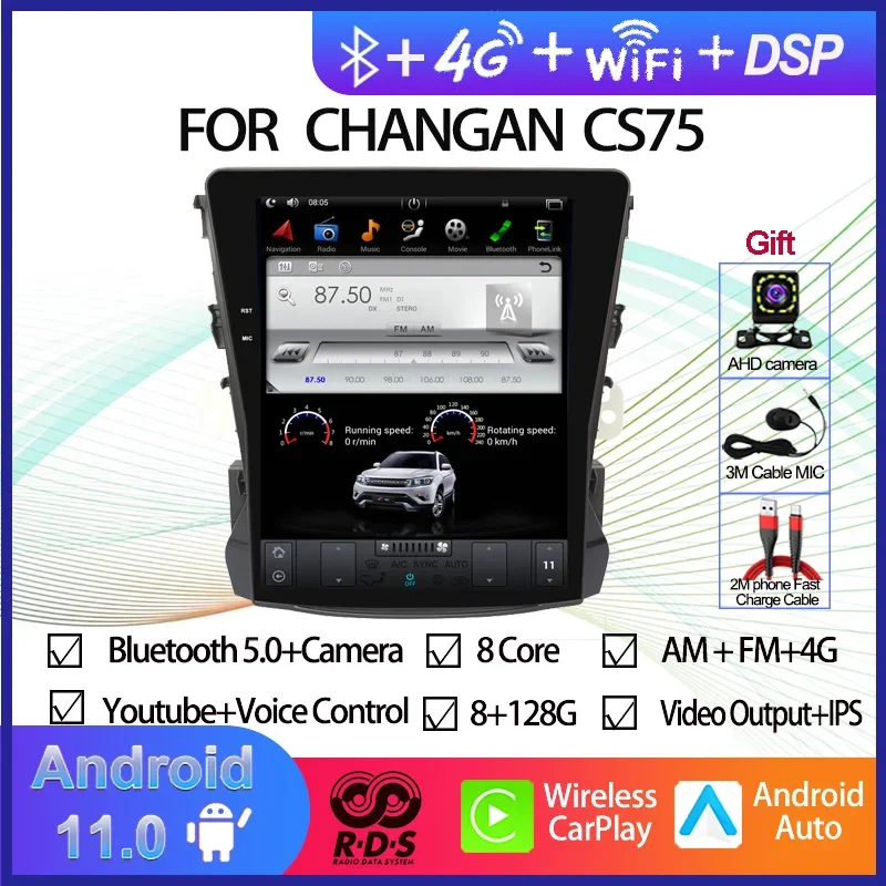 

Car GPS Navigation For CHANGAN CS75 Android 11 Tesla Style Auto Radio Stereo Multimedia Player With BT WiFi Mirror Link