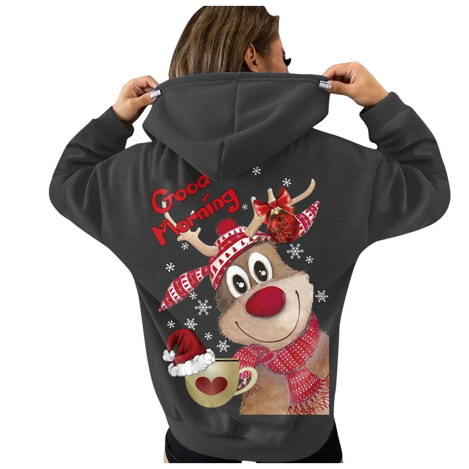 Christmas Reindeer Women\'s 3D Print Hoodie Casual Long Sleeve Hoodies Sport Sweatshirt For Autumn & Winter Pullovers