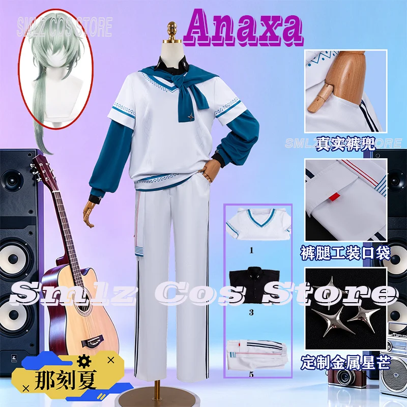 Game Honkai: Star Rail Anaxa Cosplay Costume Man Woman White Uniform Hoodie Set Halloween Role Play Outfit