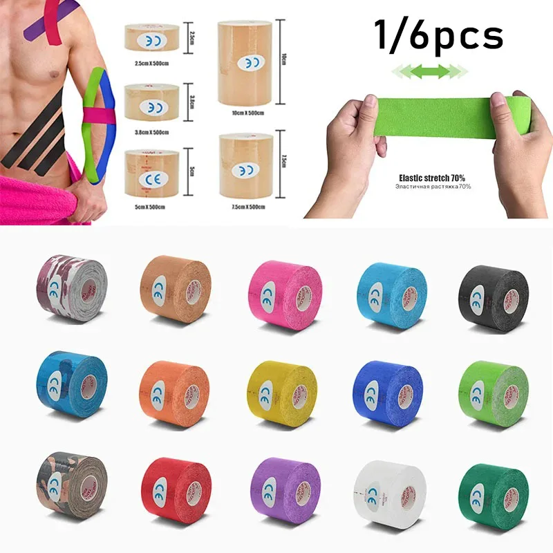 1/6 stücke Kinesiologie Tape Medizinische Athletische Hansaplast Sport Recovery Umreifung Gym Wasserdichte Tennis Muskel Schmerzen Relief Verband