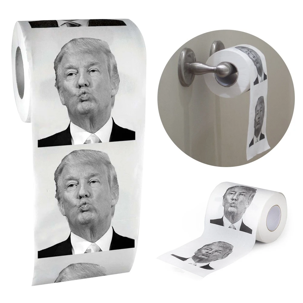 1-5 Roll Toilet Paper Bathroom Prank Joke Fun Paper Donald Trump Humour Printed Toilet Paper Roll Tissue Trump Rolling Paper