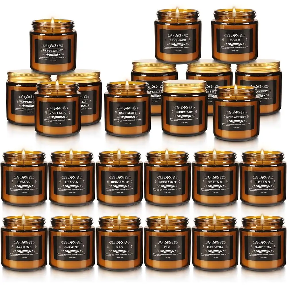 

Set of 24 Scented Candles, 3.05oz Soy Wax Aromatherapy, 12 Fragrances for Relaxation, Gifts, and Home Decor