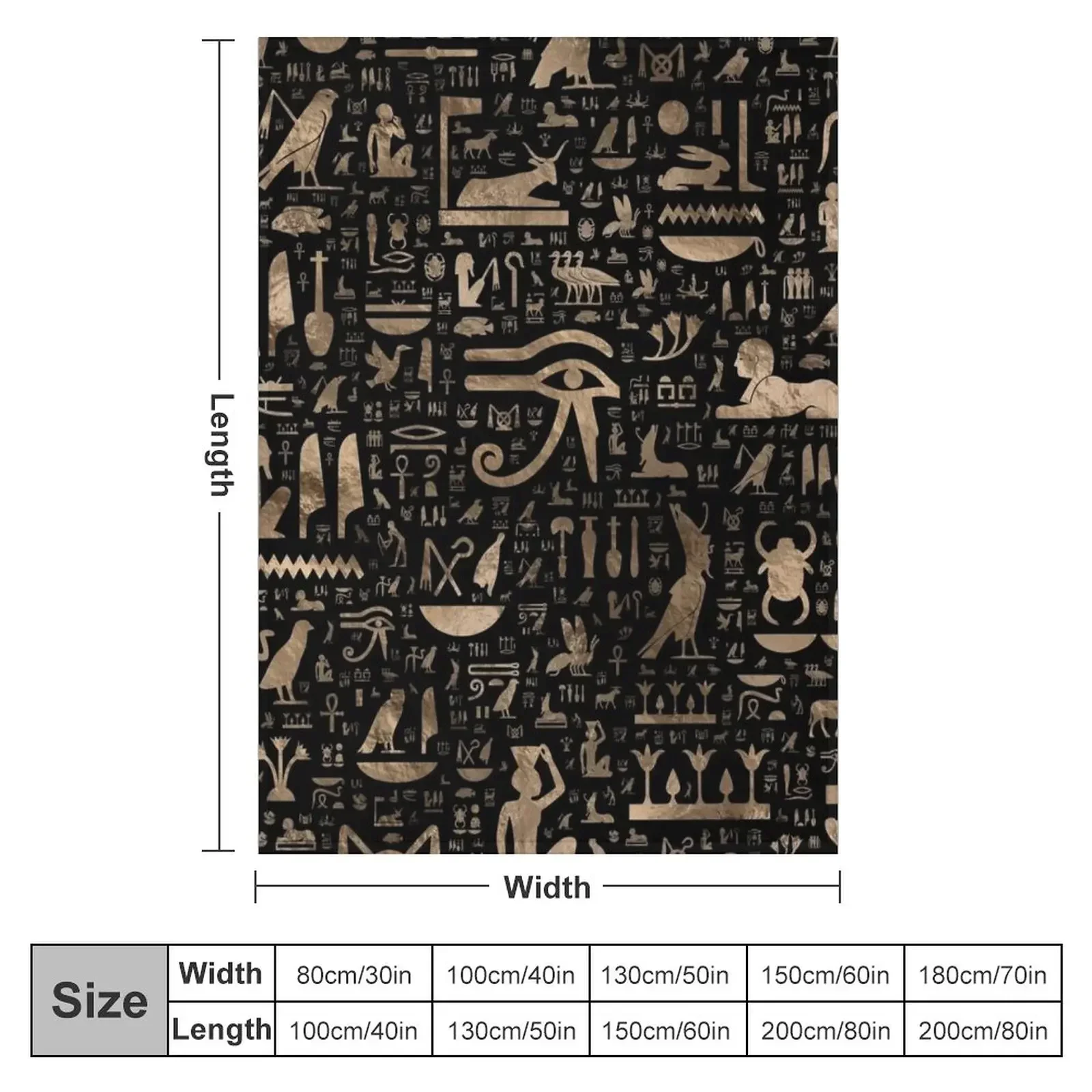 Ancient Egyptian hieroglyphs - Black and gold Throw Blanket Bed covers Cute Plaid Luxury Thicken Hairy Blankets