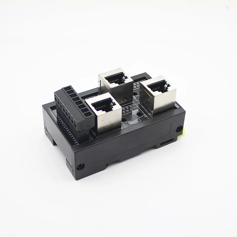 RJ45 to screw 8P8C Jack 3-Way Buss Breakout Board Terminal Block, Connector DIN rail mounting RJ45 connector