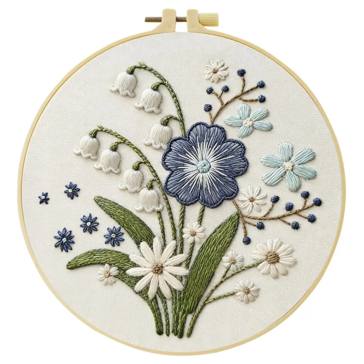 1 Stück 20X20CM/15X15CM 7,87/6,3 Zoll Blumen-Stickerei-Starter-Kit DIY-Kit DIY-Stickerei-Set für Anfänger – Detail 4