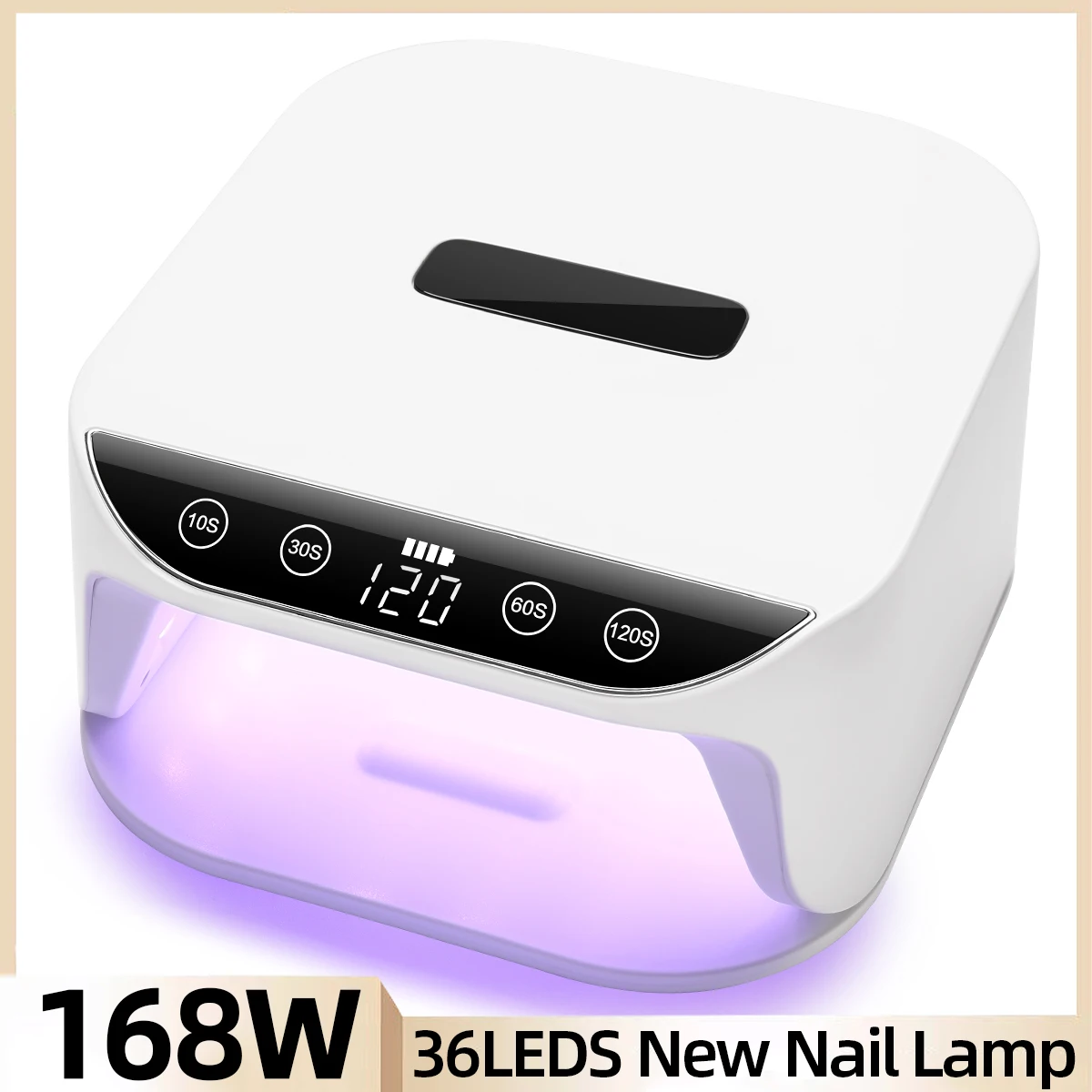 Lâmpada de unha sem fio 168W com 4 temporizadores Configuração 36 LEDS Secador de unhas recarregável para curar toda a ferramenta de salão de esmalte em gel