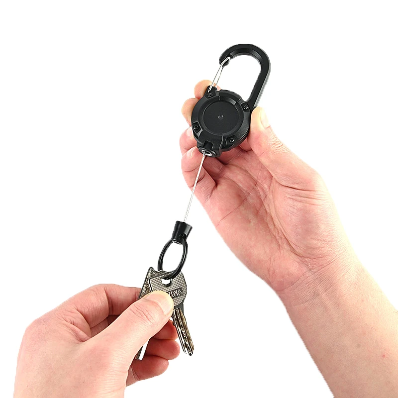 Wire Rope Sporty Retractable Key Chain Easy-To-Pull Buckle Anti-Lost High Rebound Anti-theft Metal Easy-To-Pull Buckle Keyring