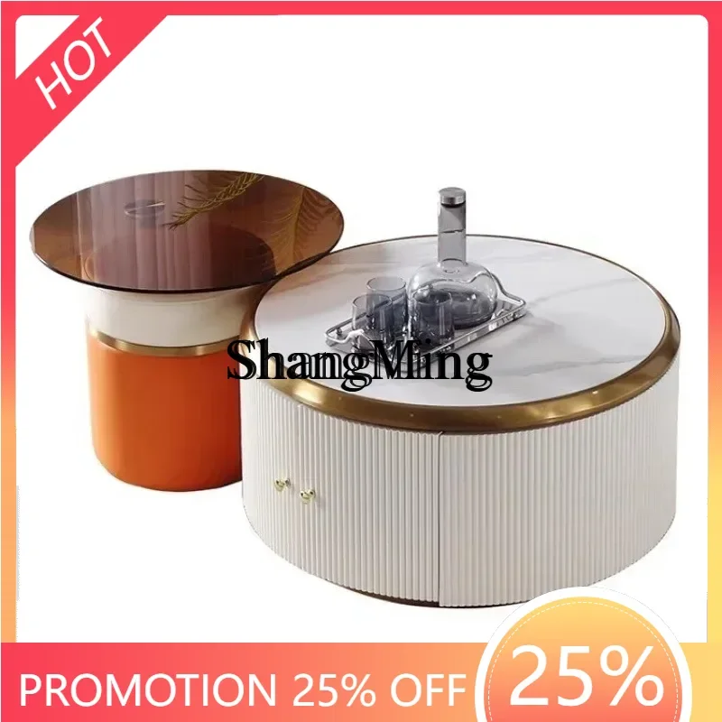 

ZYY household high value round mobile rock slab Kung Fu electric lifting coffee table making tea integrated size round