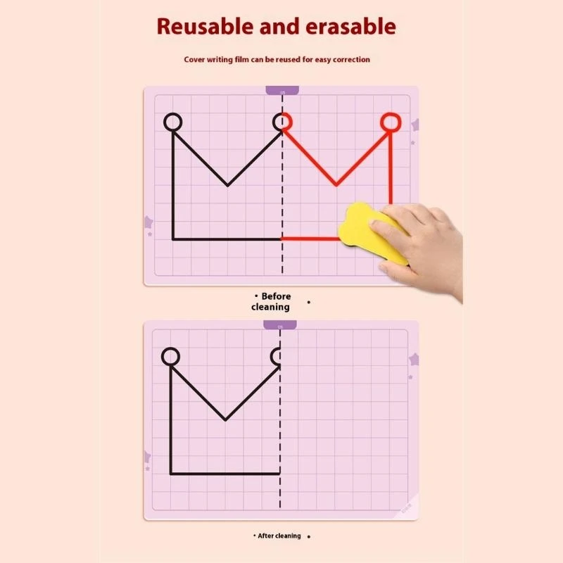 Kids Symmetrical Drawing Learning Set con tavolo da disegno grigliato e marcatori 77JC