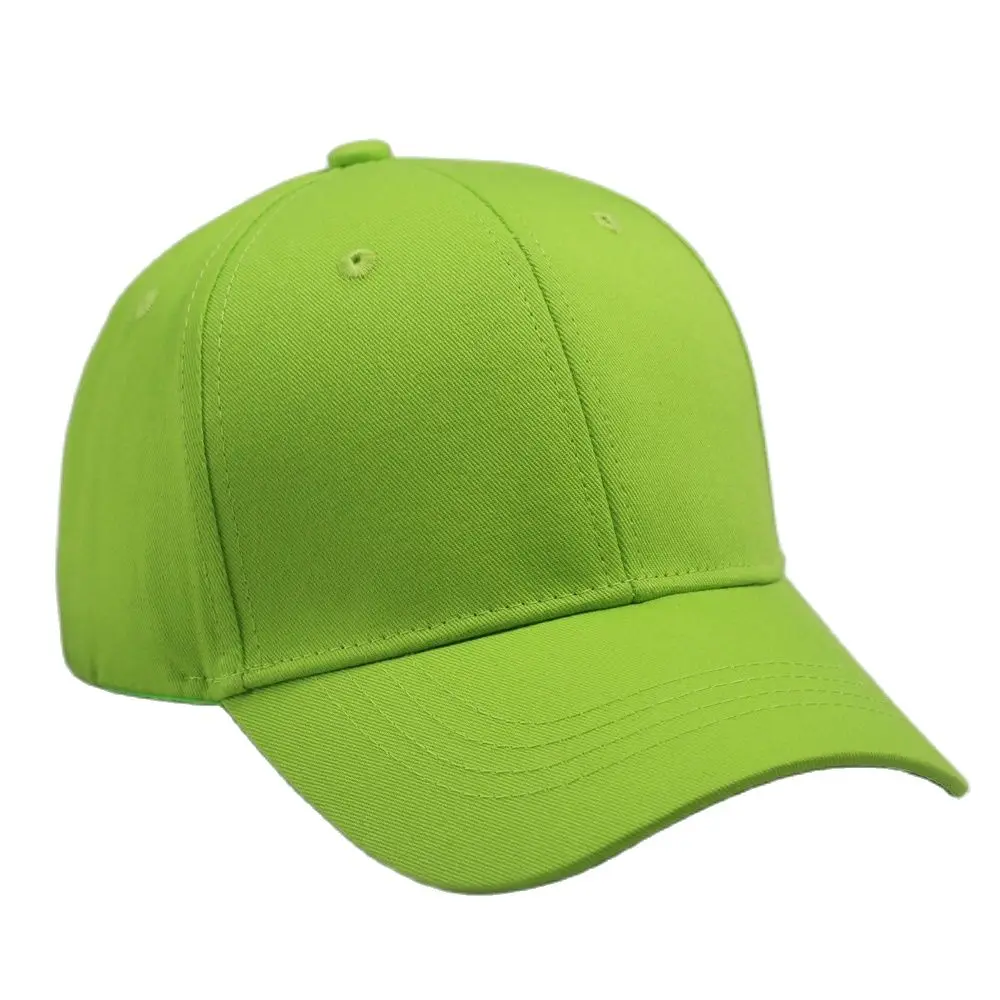 Showy Blank Plain Baseball Cap Lime Green Fashion Female Men 6 Panel Cap Orange Sport Hat Adjustable