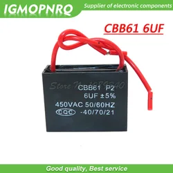 2pcs CBB61 6uf starting capacitance AC Fan Capacitor igmopnrq 450V 6UF CBB Motor Run Capacitor