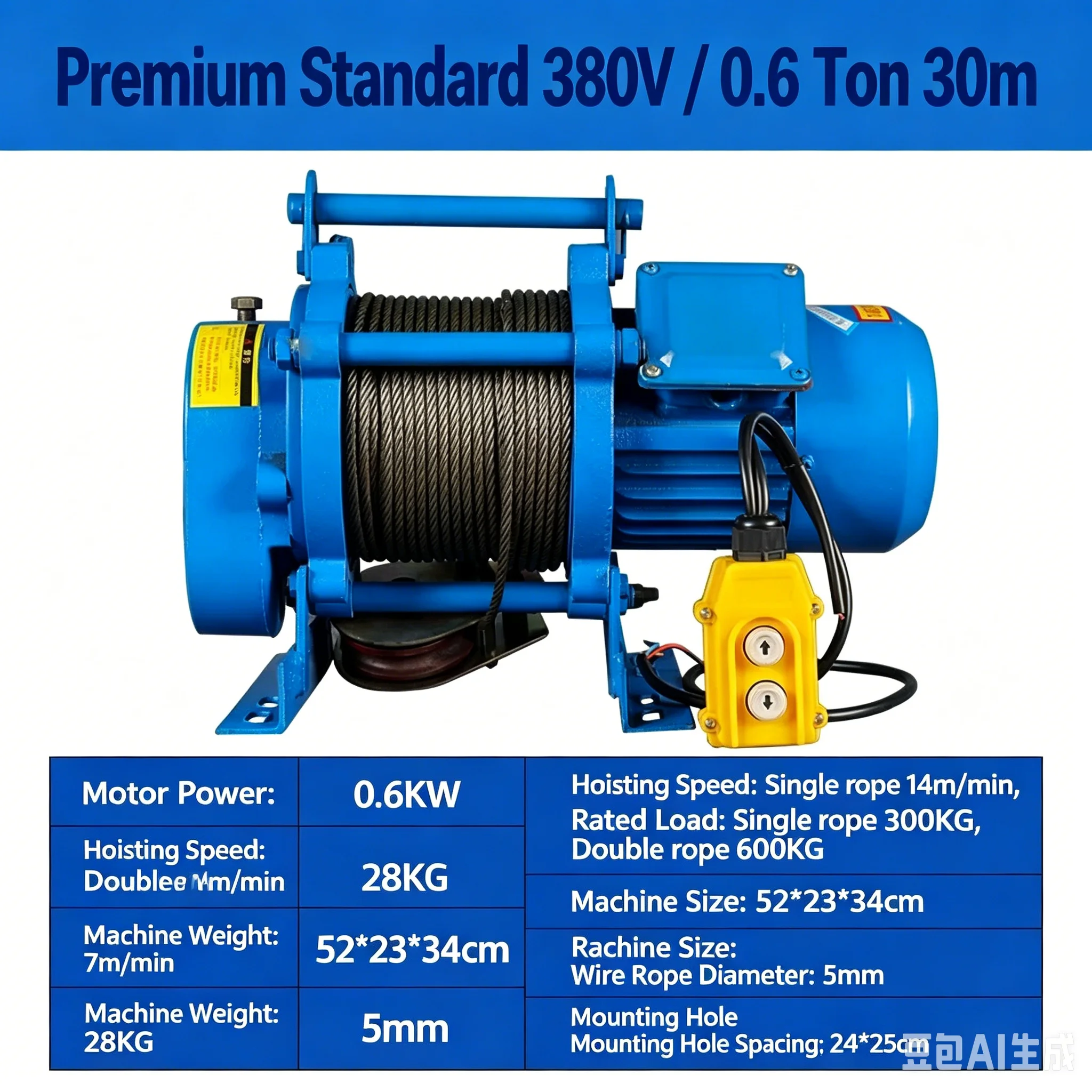 1Ton 2T Multifunctional Electric Lifting Hoist 220V 380V Small Construction Winch Household Decoration Crane