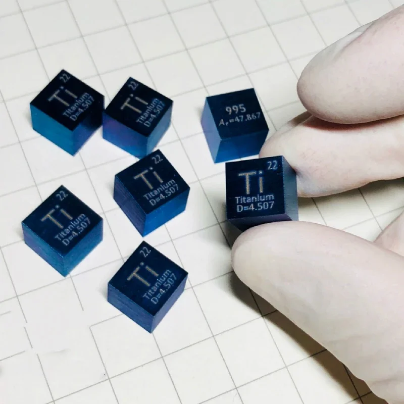 

1pc Deep Blue Titanium Metal Pure Ti 995 Titanium Cube Periodic Table Craft Wonderful Collection 10*10*10mm